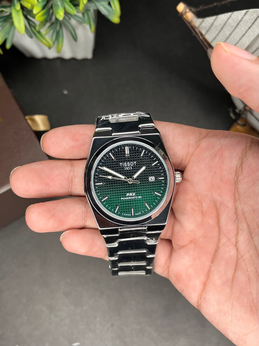Tissot PRX Semi-Automatic Watch – Multi Shade Green Waffle Dial | Stainless Steel Bracelet AXIOM