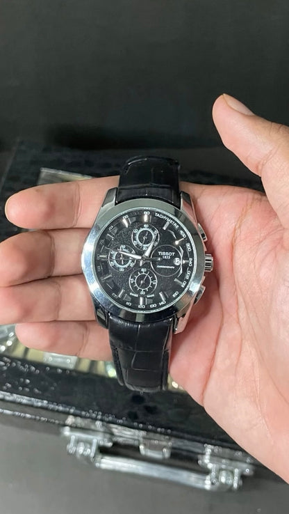 Tissot Chronograph Men's Watch – White Dial & Leather Strap
