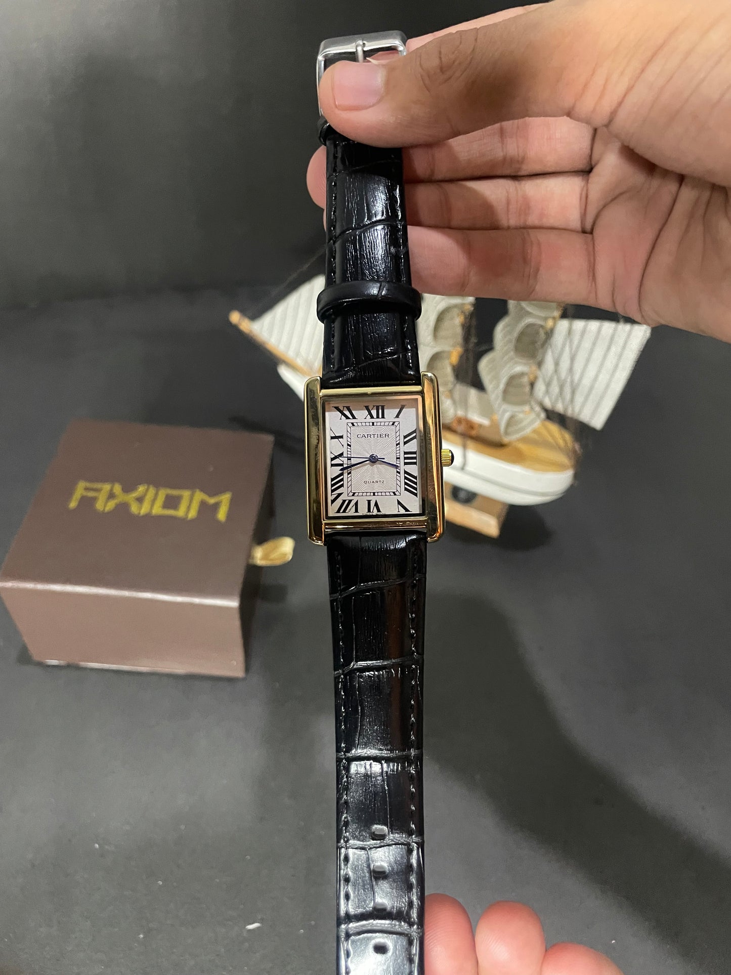 Cartier Tank | Silver Case | Black Leather Strap AXIOM