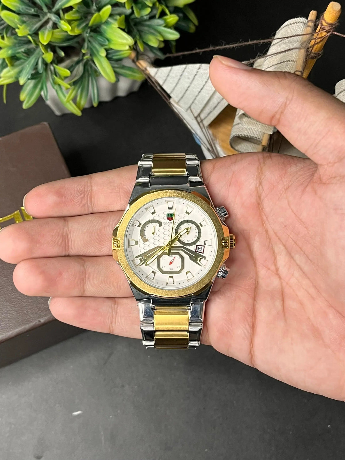 Carrera Chronograph Quartz Watch –  Black Textured Dial AXIOM