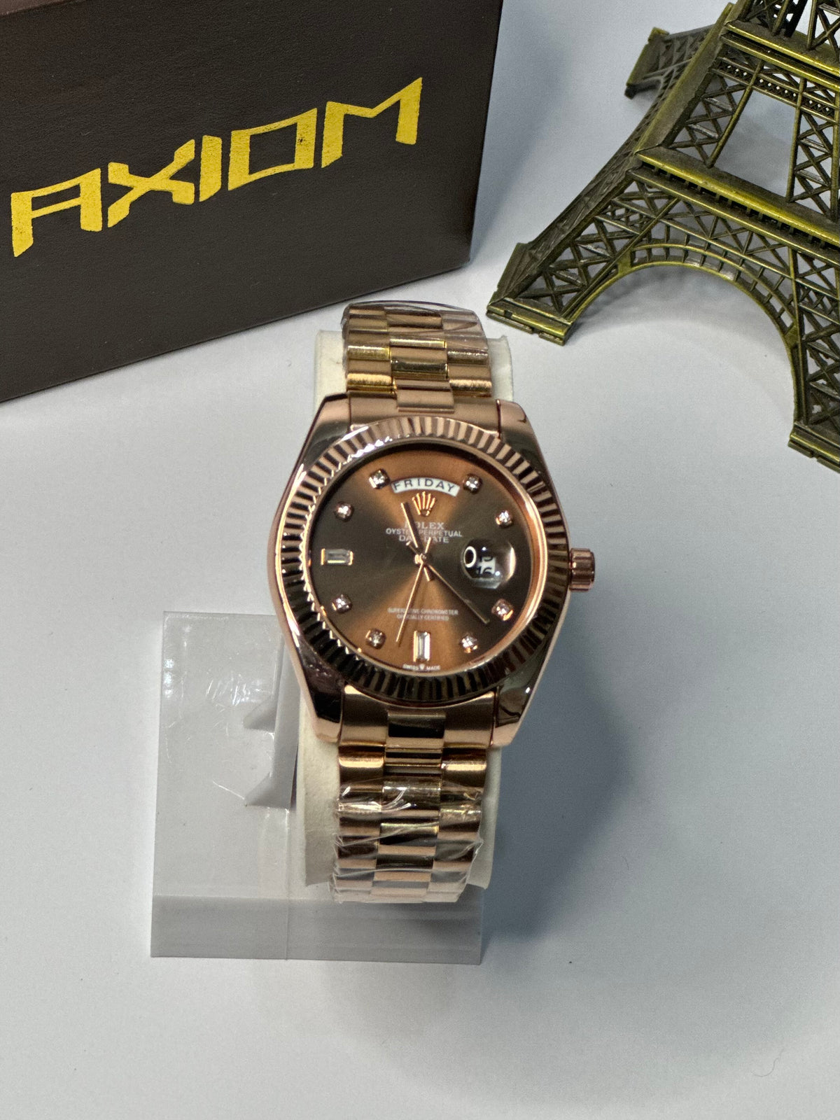 Rolex Day-Date Men's Watch – Brown Dial with Rose Gold Bracelet