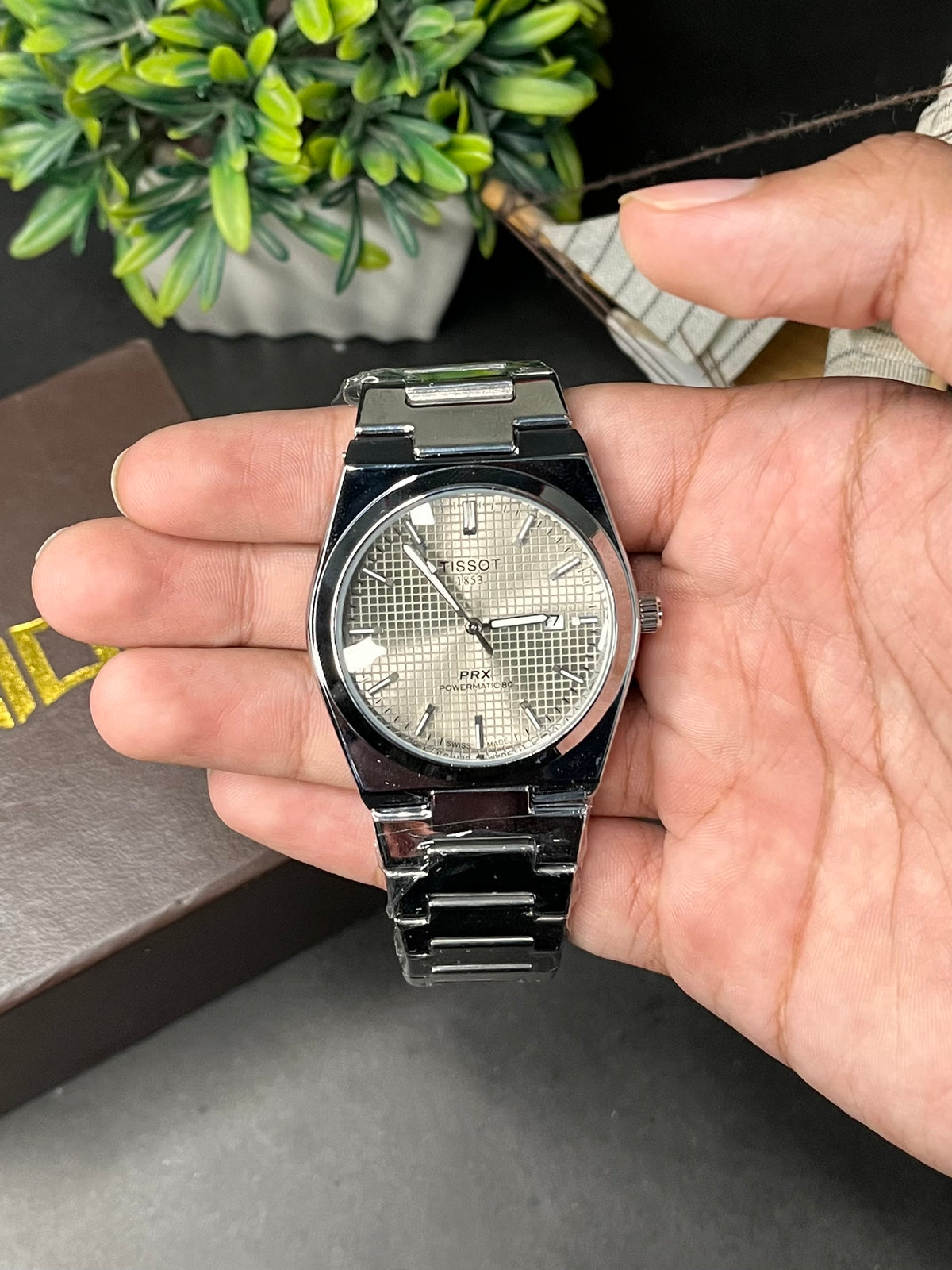 Tissot PRX Semi-Automatic Watch – Silver Waffle Dial | Stainless Steel Bracelet AXIOM