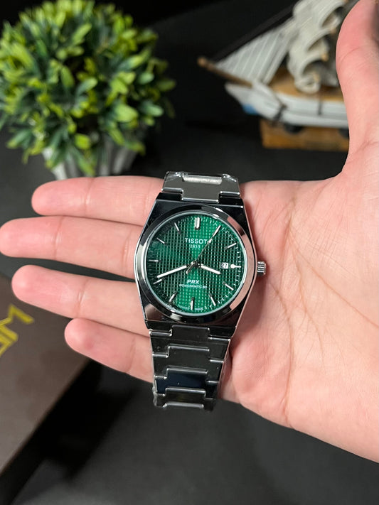Tissot PRX Semi-Automatic Watch – Green Waffle Dial | Stainless Steel Bracelet AXIOM