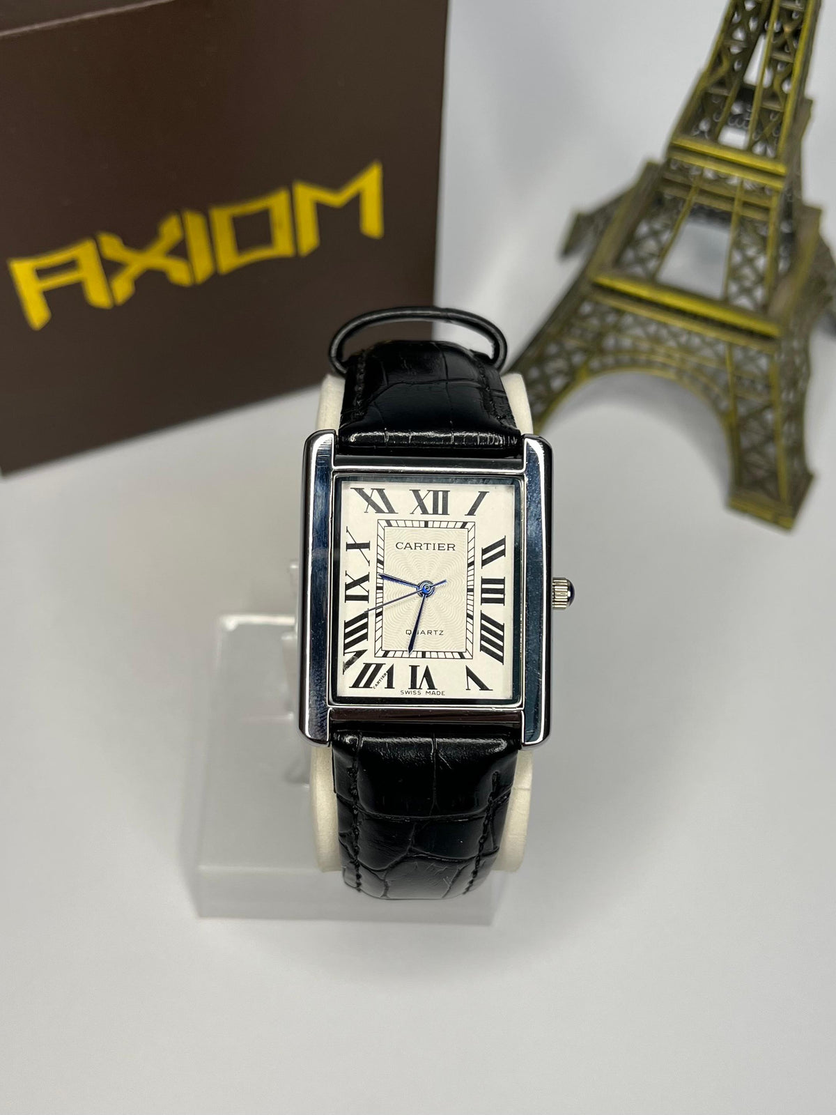 Cartier Tank | Silver Case | Black Leather Strap