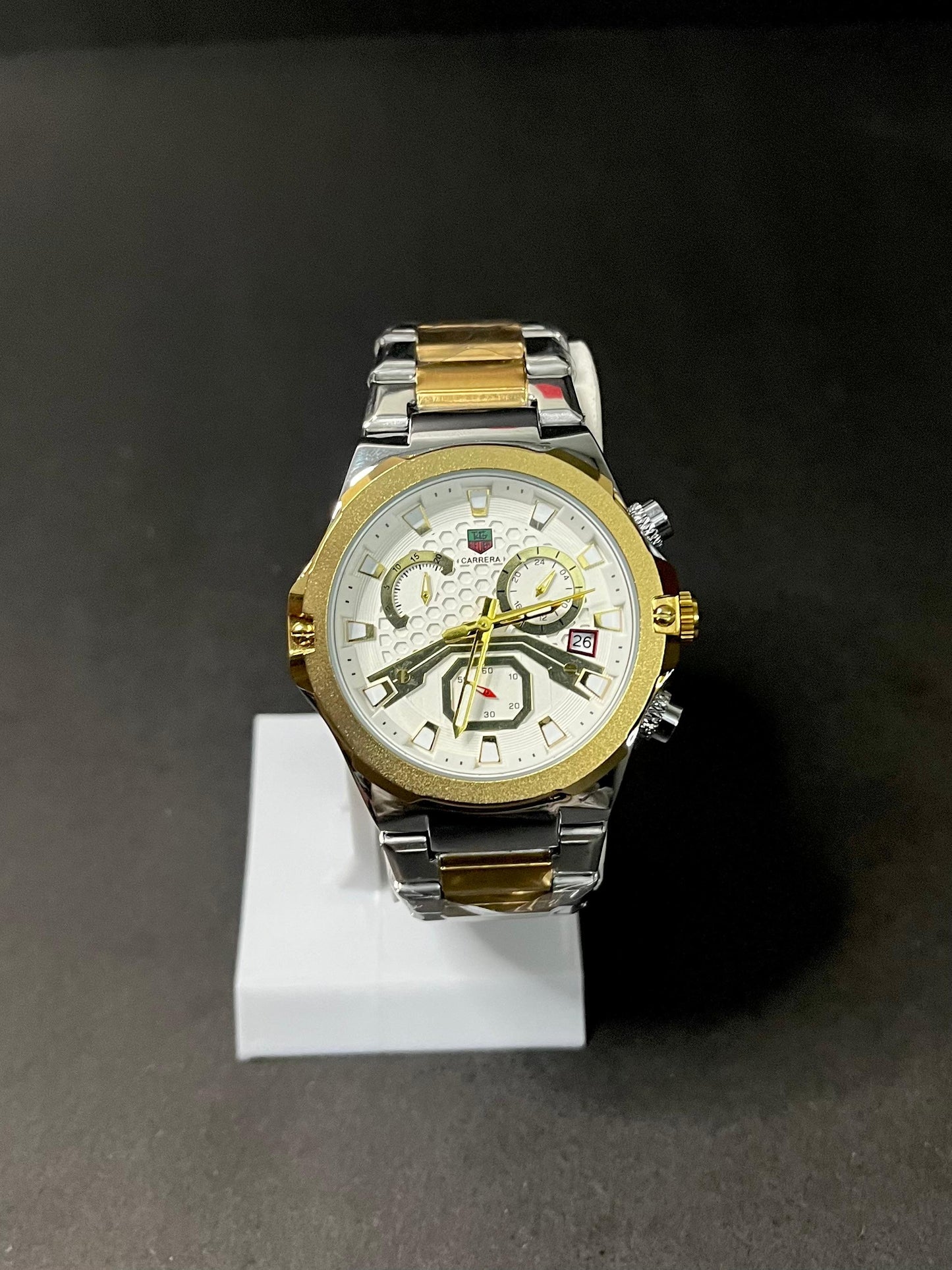 Carrera Chronograph Quartz Watch –  Black Textured Dial