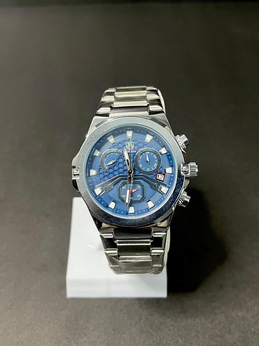 Carrera Chronograph Quartz Watch –  Blue Textured Dial